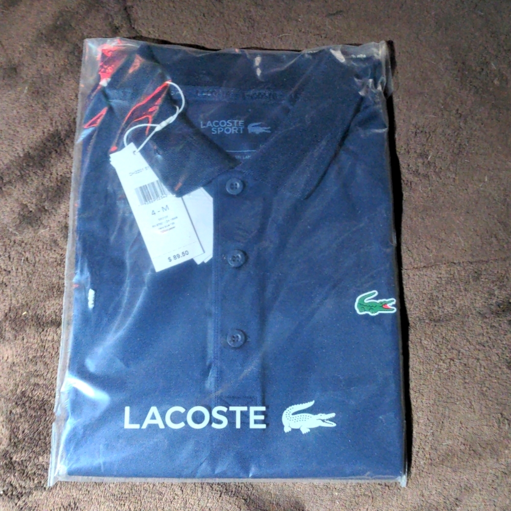 Lacoste sport short sleeve blue medium shirt